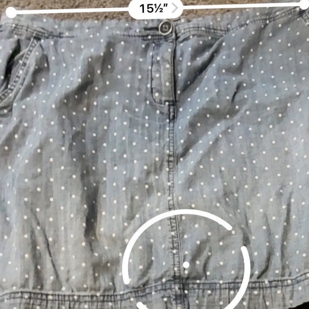 Karen Scott Petites Blue Polka Dot Denim Skort Womens 12P Light Wash Cotton - Picture 6 of 7